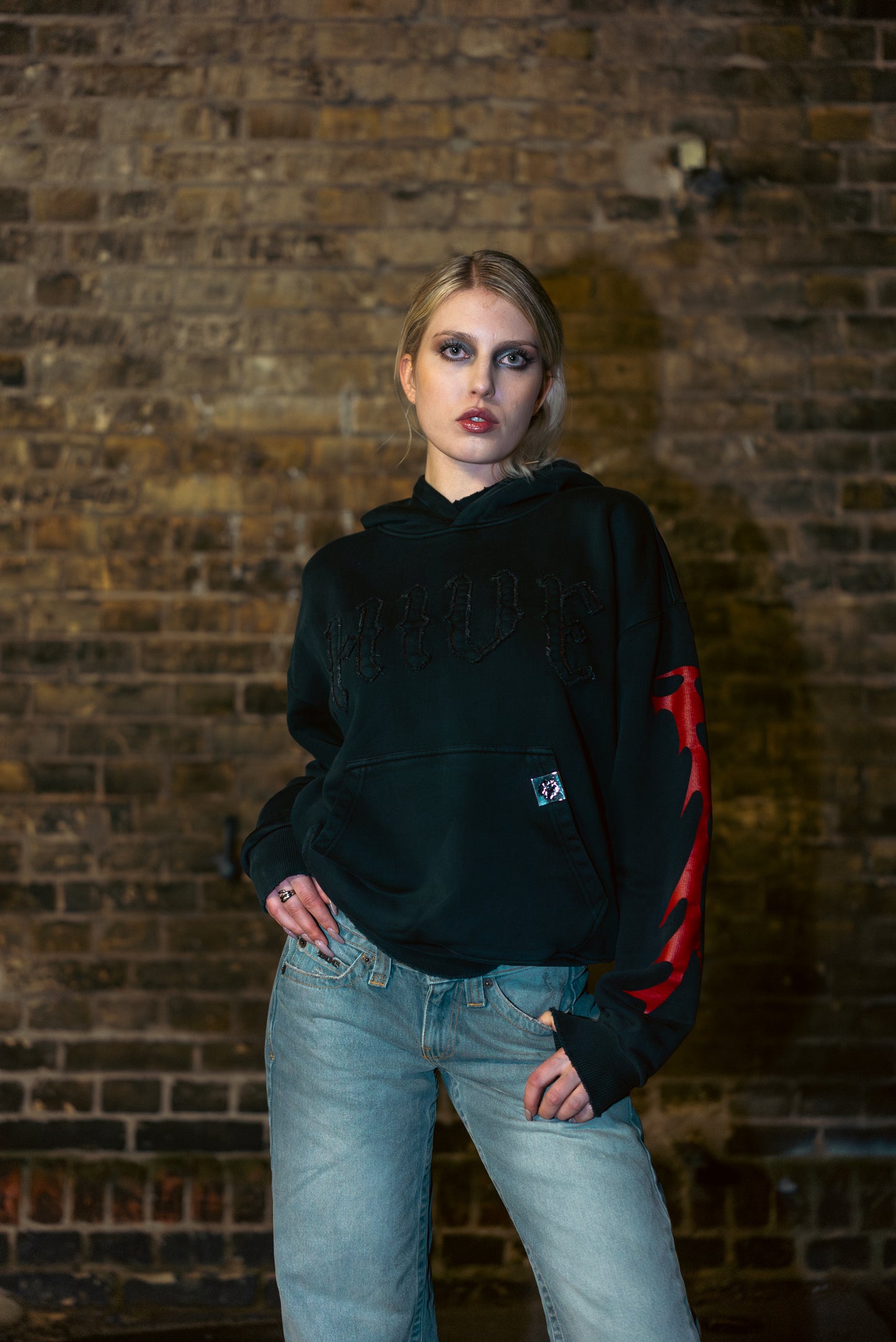 073 - Oversized Distressed Tribal Hoodie