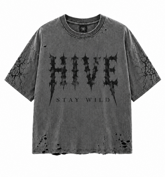 084 - HEAVY DISTRESSED BASIC GREY SHIRT