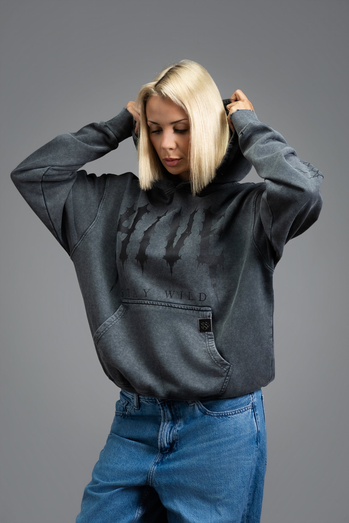 085 - HEAVY DISTRESSED GREY HIVE HOODIE