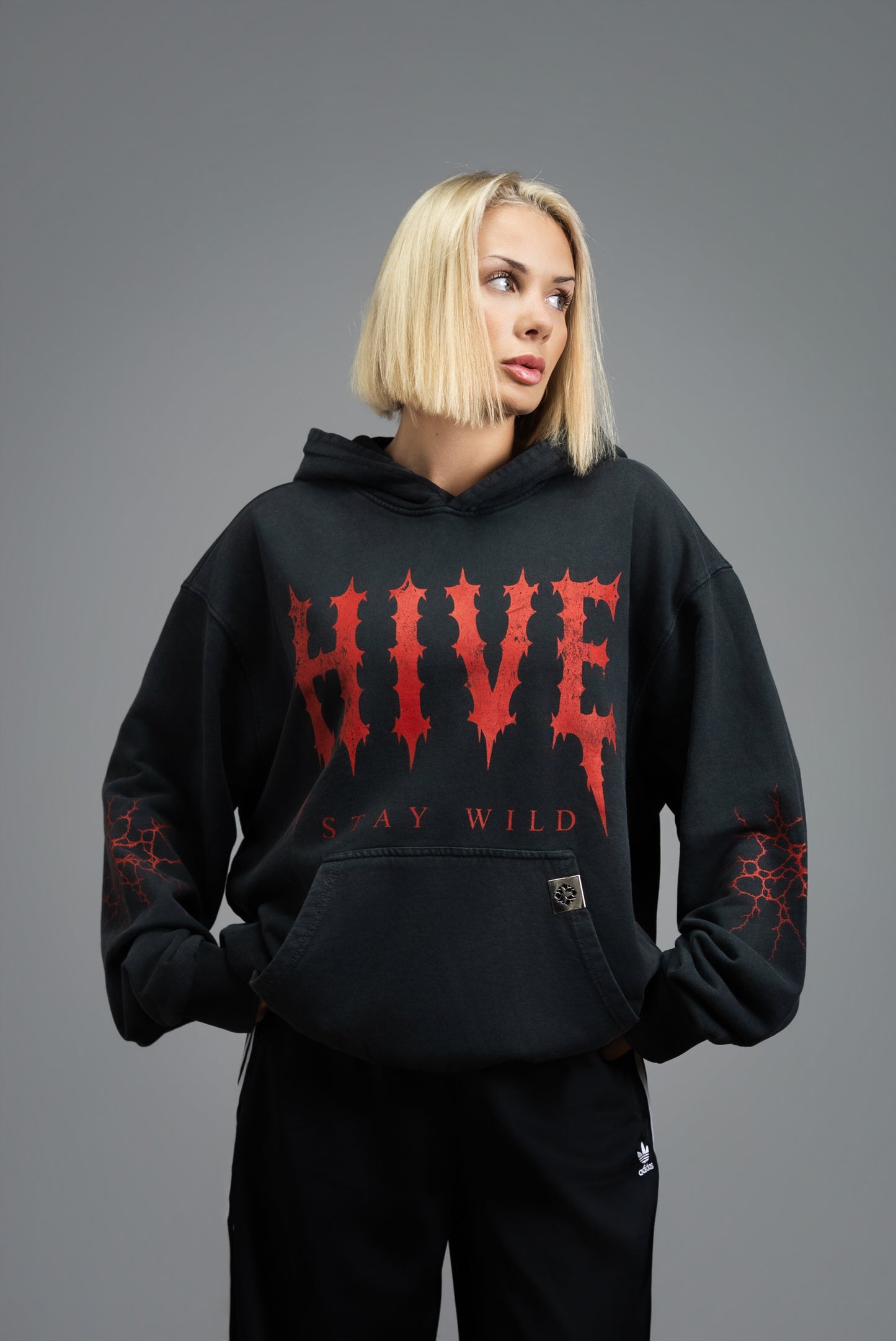 083 - HEAVY DISTRESSED RED TRIBAL HOODIE