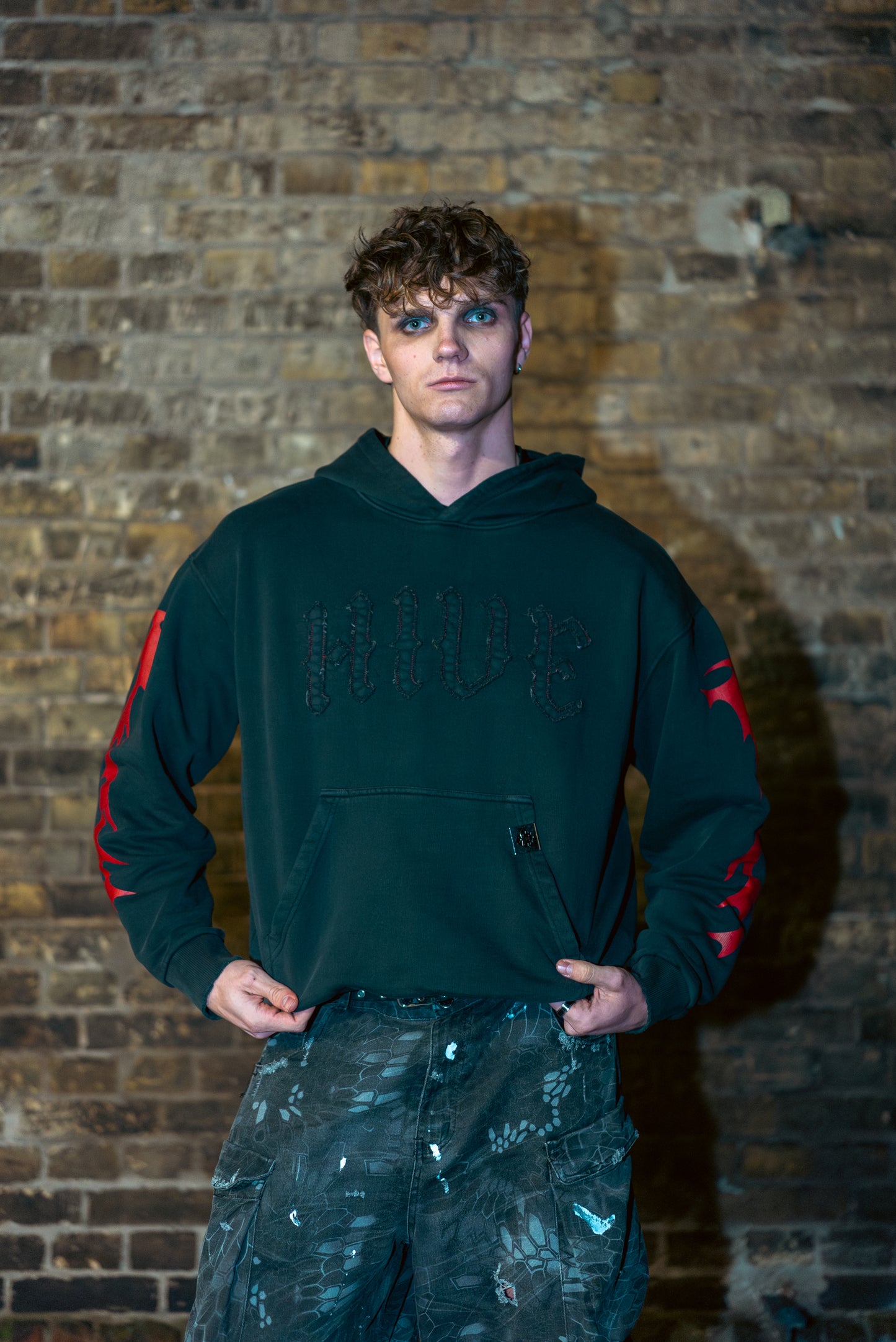 073 - Oversized Distressed Tribal Hoodie