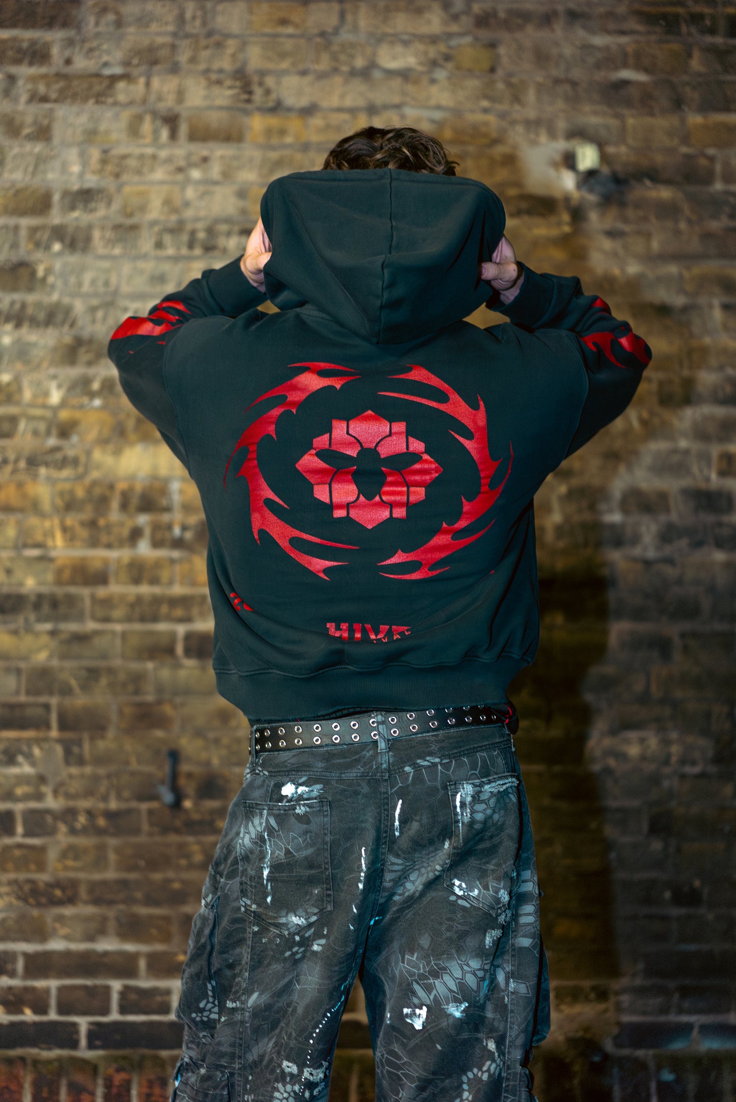 073 - Oversized Distressed Tribal Hoodie